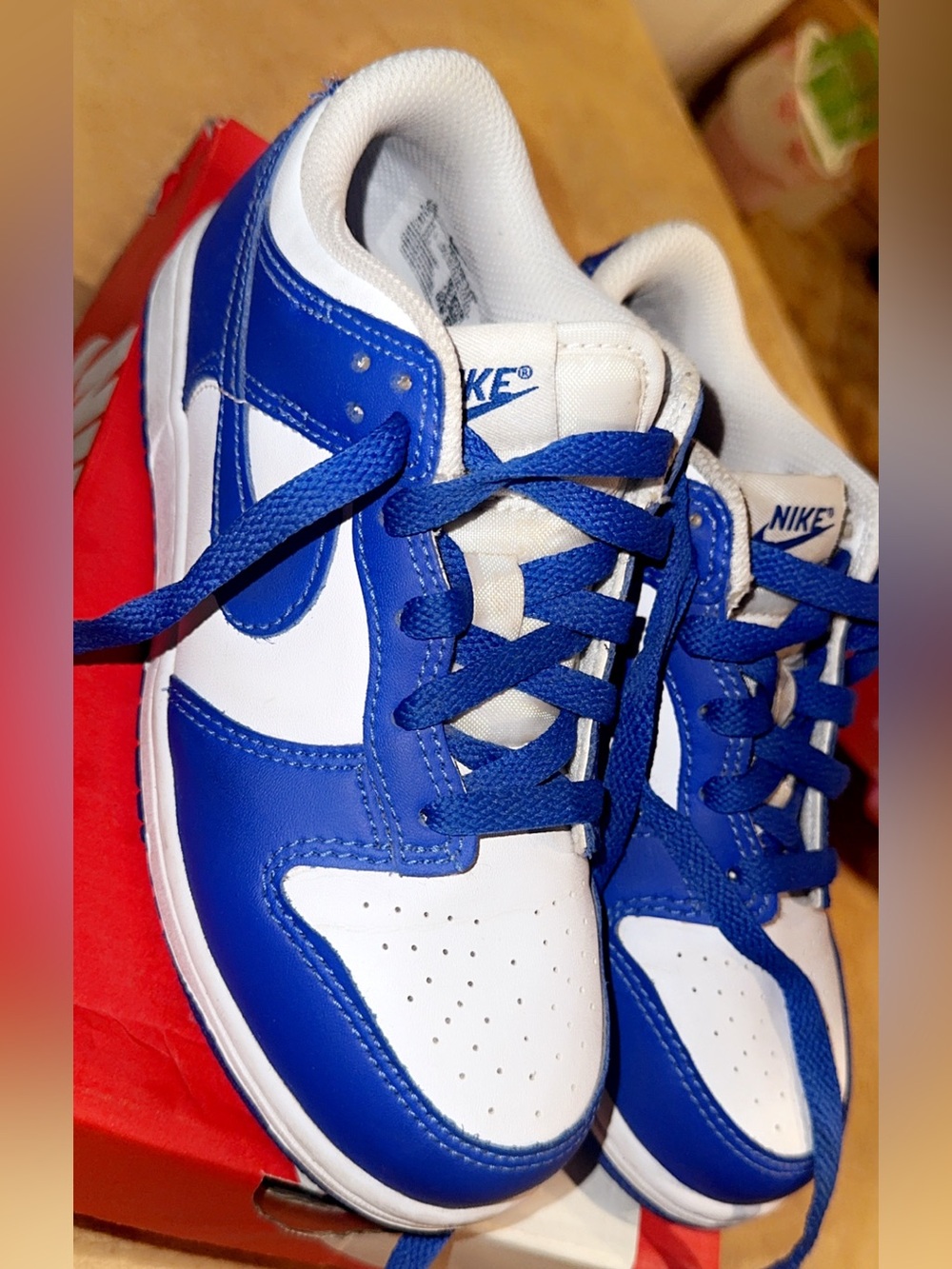 Nike White and Blue Low-Top Sneakers
